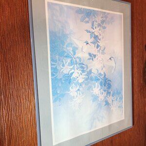 T.C. Chiu Framed Print Hummingbirds & Fuchsia Floral Art 16x20 Signed Circa 1992